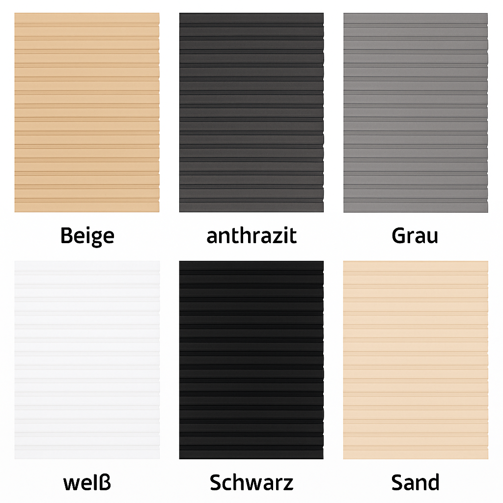 Plissee Sonnenschutz für Dachfenster – Farbauswahl im Kombi-Insektenschutzsystem